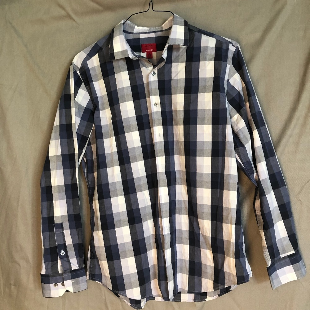 Alfani Blue/White Plaid Button Down